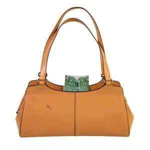 Monsac Original BEIGE GENUINE LEATHER CLASSIC ZIP SATCHEL TOTE BAG HANDBAG PURSE